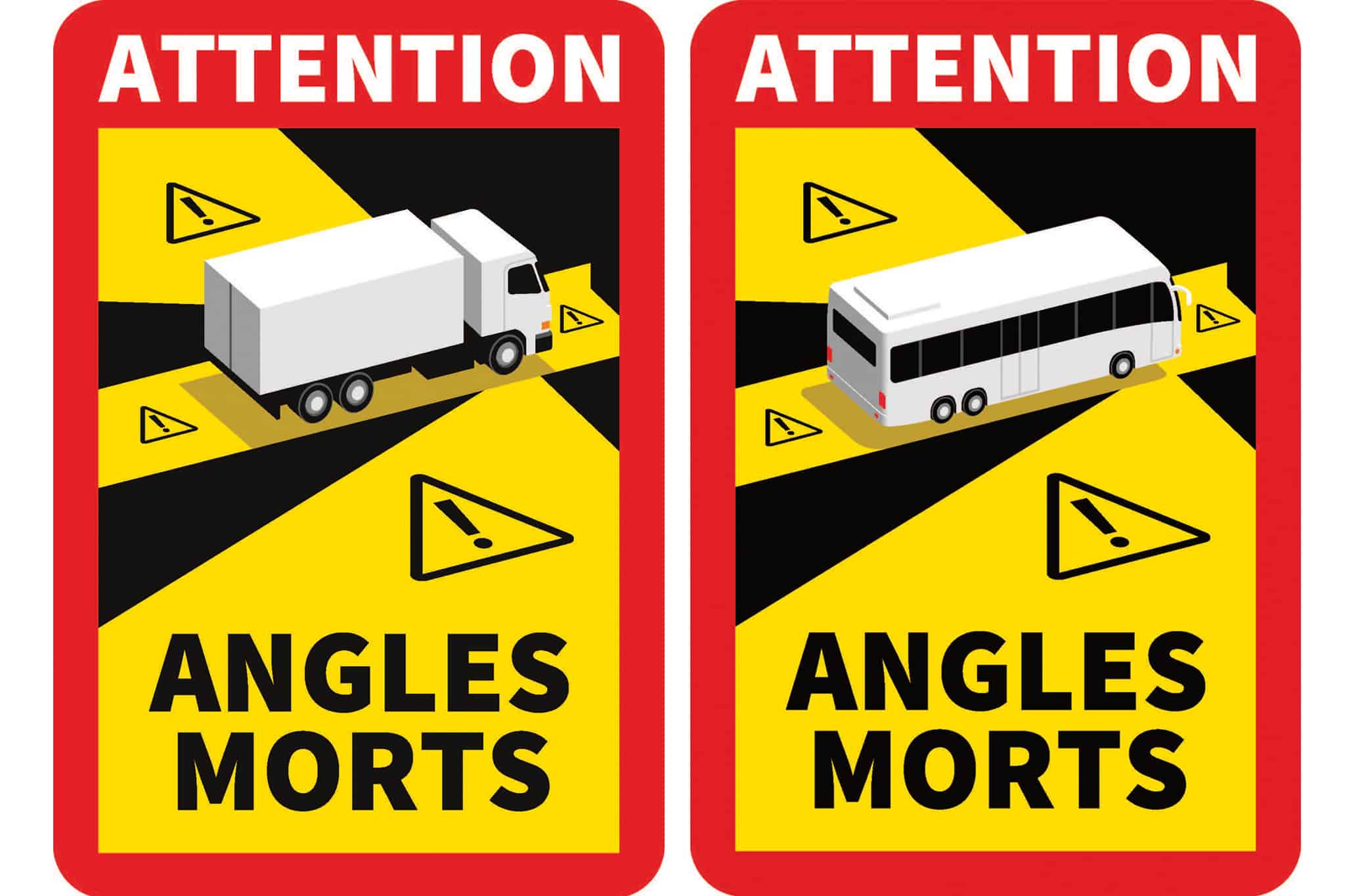 Angles Morts sticker voor vrachtwagen en camper