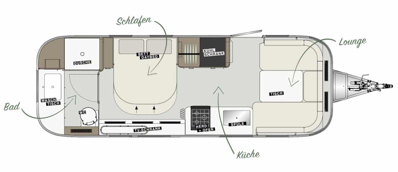 Airstream Internationale 25IB Plattegrond